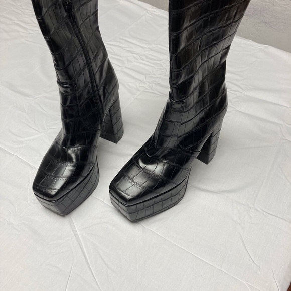 NEW Jeffrey Campbell Platform Boot Croc 8 Black - Picture 4 of 10